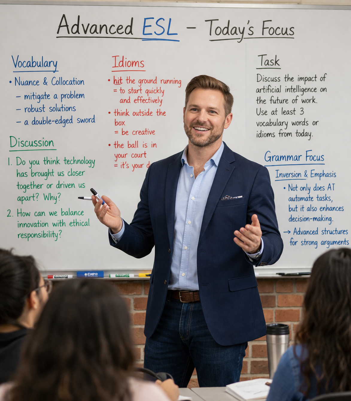 advanced esl lesson in session