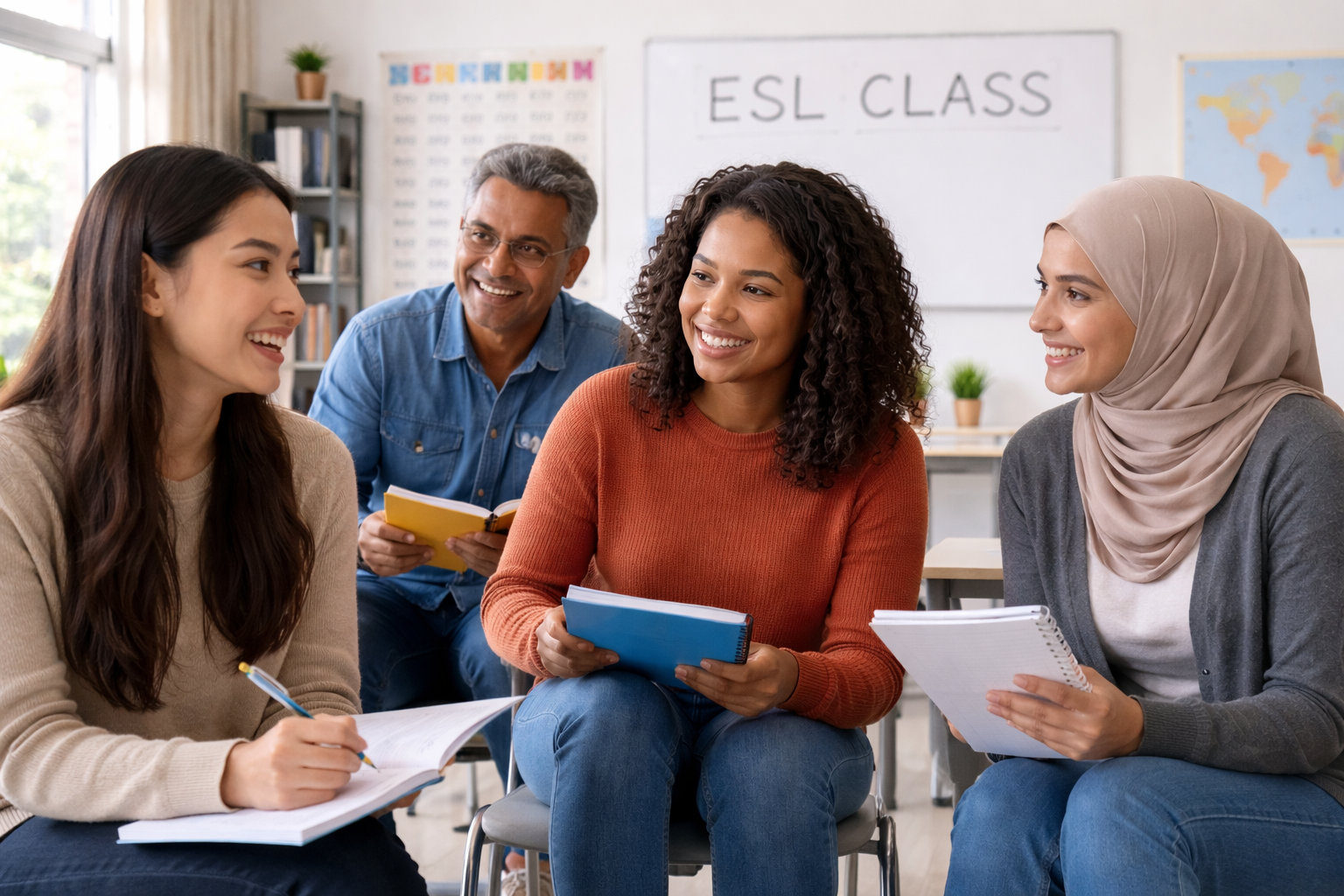 esl class discussion in action